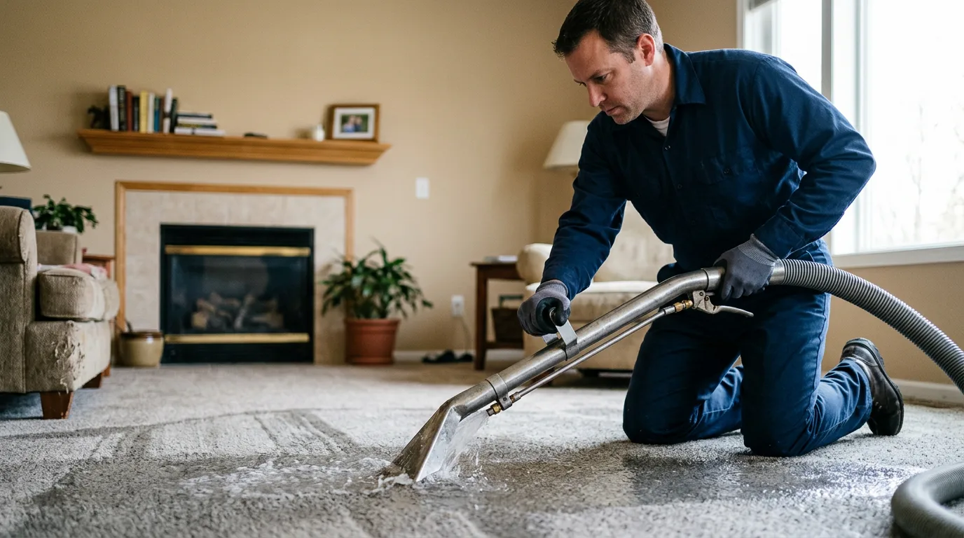 Water damage restoration technician working near Arlington, KS